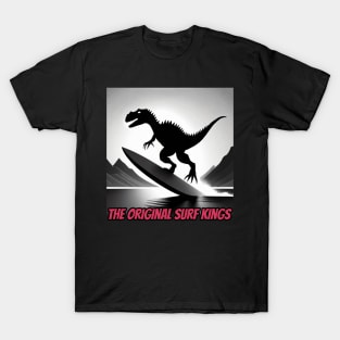 Dinosaur Surfing Funny T-Shirt